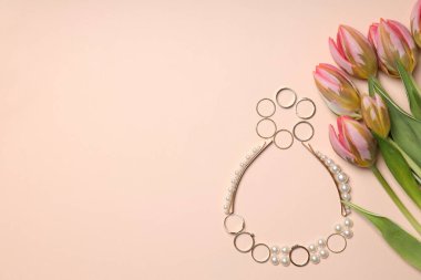 Eight march concept on beige background, space for text