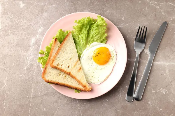 Concept Petit Déjeuner Savoureux Sur Fond Gris Texturé — Photo