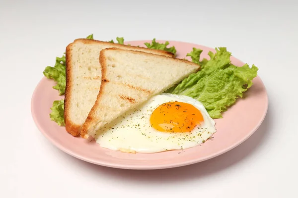 Assiette Avec Petit Déjeuner Savoureux Sur Fond Blanc — Photo