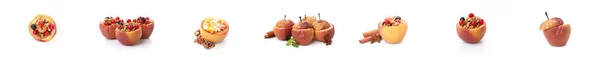 Set Baked Apples Isolated White Background — Fotografia de Stock