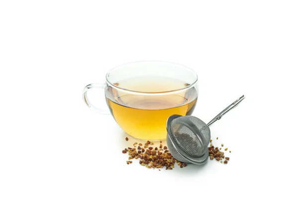 Concept Hot Drink Buckwheat Tea Isolated White Background — 图库照片