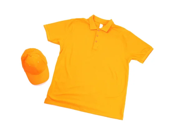 Blanco Shirt Cap Geïsoleerd Witte Achtergrond — Stockfoto