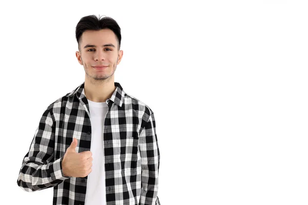 Tipo Atractivo Camisa Sobre Fondo Blanco —  Fotos de Stock