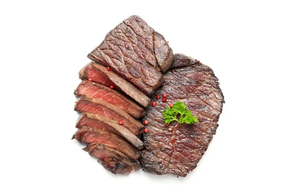 Geroosterde Biefstuk Geïsoleerd Witte Achtergrond — Stockfoto