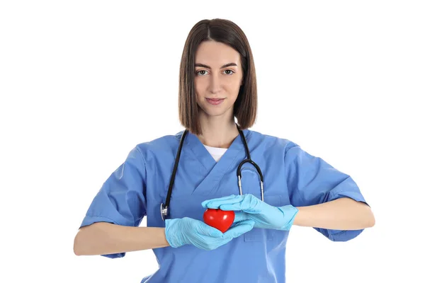 Female Trainee Nurse Isolated White Background — Stock Photo, Image