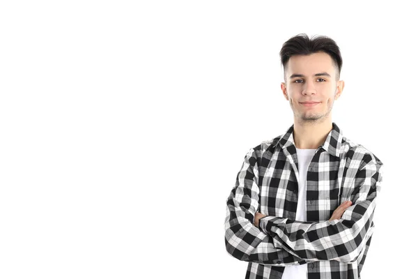 Attractive Guy Shirt Isolated White Background — Stock Photo, Image