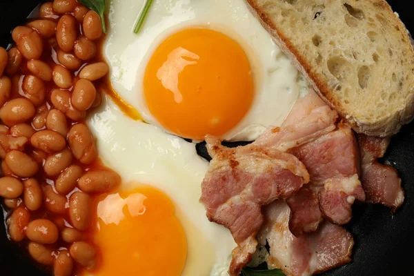 Petit Déjeuner Savoureux Sur Fond Entier Gros Plan — Photo