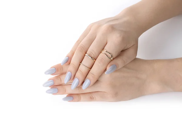 女性的双手修指甲上孤立的白色背景 — 图库照片