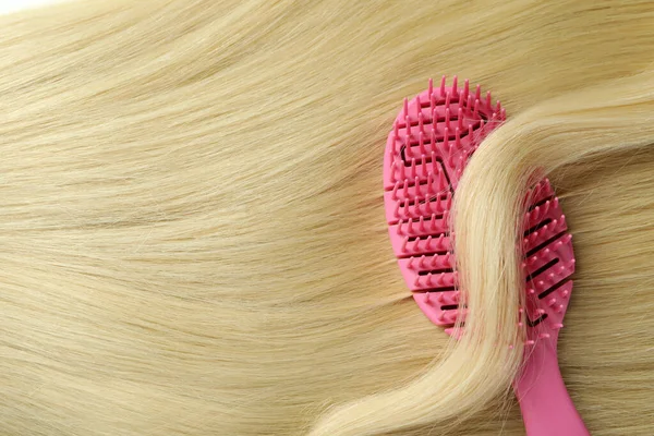 Female Hair Hair Brush Space Text — Stock Photo, Image