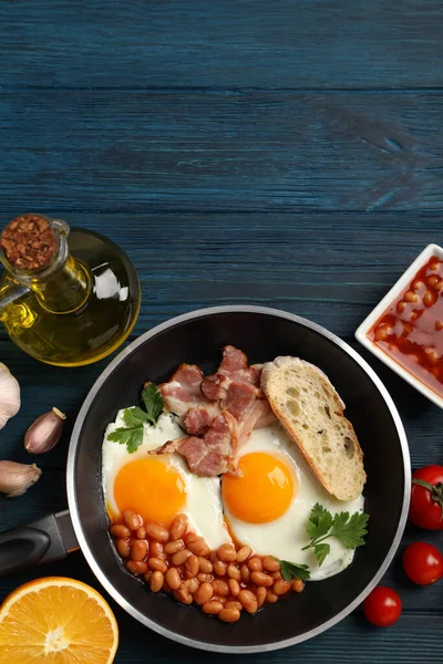 Concept Tasty Breakfast Wooden Background — Stock Photo, Image