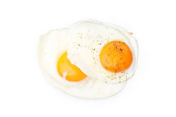 Fried Jaja Przyprawami Białym Tle — Zdjęcie stockowe