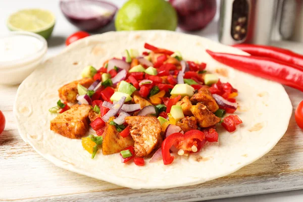 Conceito Comida Saborosa Com Taco Perto — Fotografia de Stock