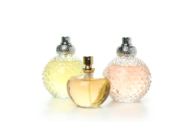 Frascos Perfume Femenino Aislados Sobre Fondo Blanco —  Fotos de Stock
