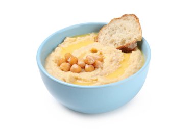 Humus beyaz arka plan üzerinde izole kase