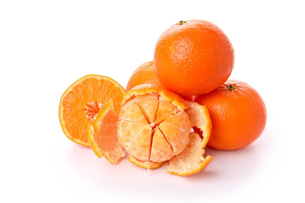 Mandarins Isolado Fundo Branco Close — Fotografia de Stock