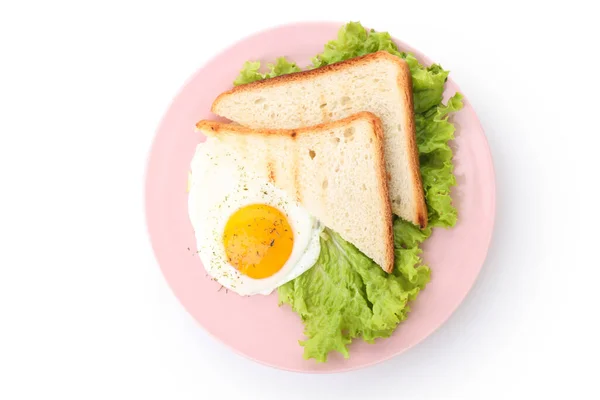Тарелка Вкусным Завтраком Изолированы Белом Фоне — стоковое фото
