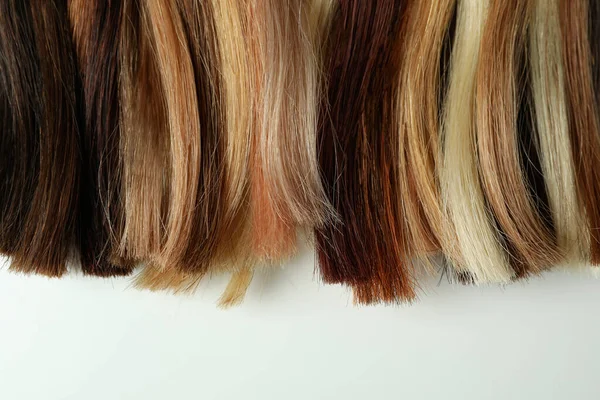 Couleur Différente Cheveux Féminins Sur Fond Blanc — Photo