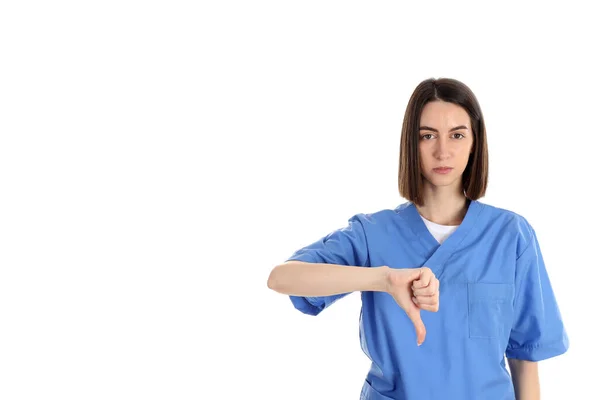 Enfermera Aprendiz Aislada Sobre Fondo Blanco — Foto de Stock