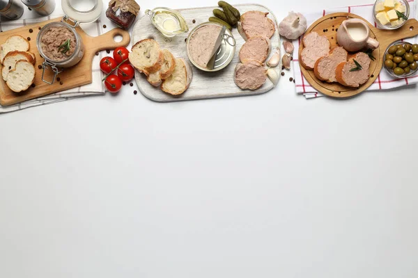 Concept Cooking Pate Sandwiches White Background Space Text — Stock Photo, Image