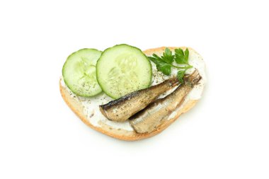 Beyaz arkaplanlı leziz sandviçler.