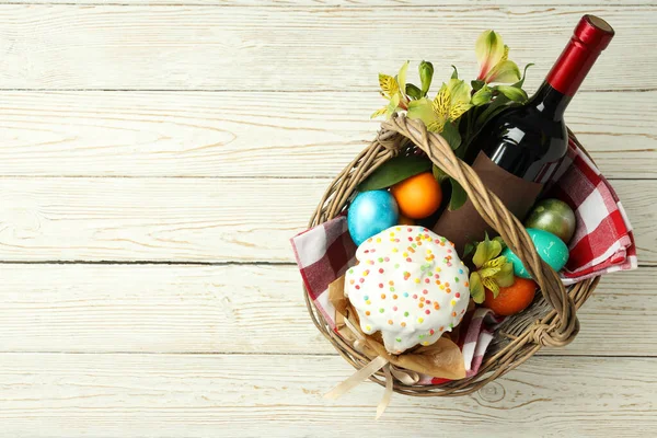 Concept Easter Food White Wooden Table — Stock Photo, Image