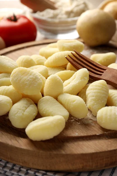 Begreppet Matlagning Med Potatis Gnocchi Närbild — Stockfoto