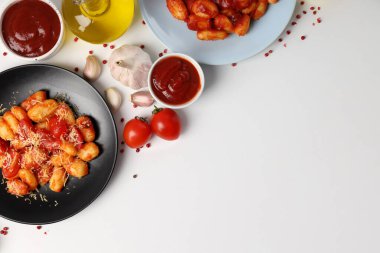 Patates gnocchi ile lezzetli yemek kavramı, metin için yer