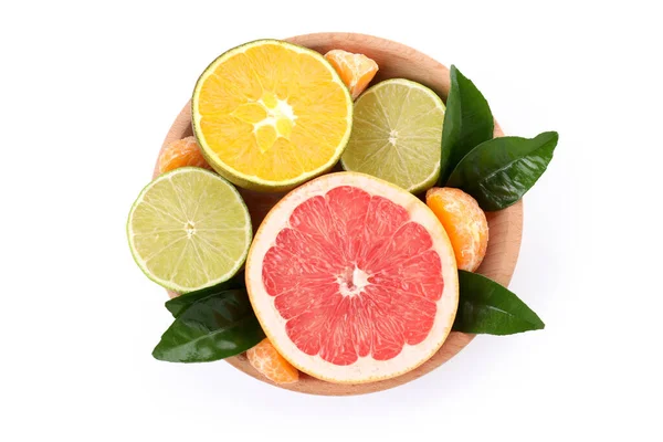 Bowl Citrus Fruits Isolated White Background — Stock Photo, Image