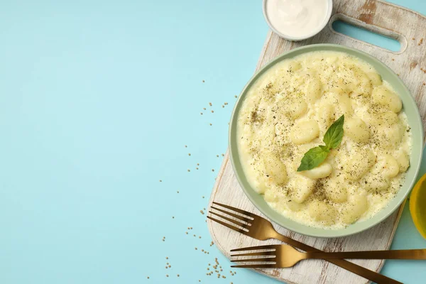 Konsep Makanan Lezat Dengan Gnocchi Spasi Untuk Teks — Stok Foto