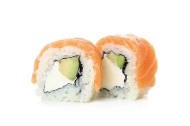 Beyaz arkaplanda izole edilmiş rulo, kapat