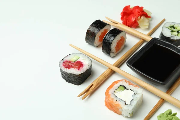Conceito Comida Saborosa Com Sushi Espaço Para Texto — Fotografia de Stock