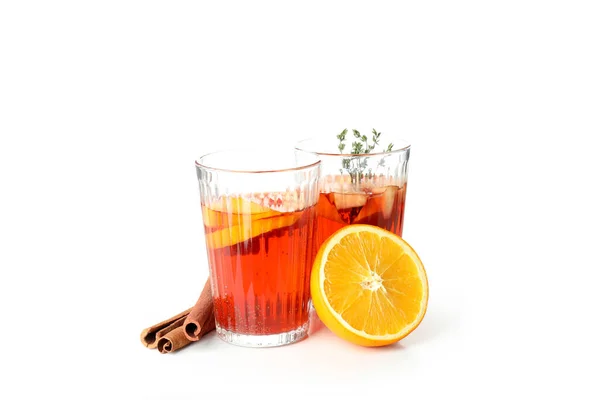 Concetto Bevanda Alcolica Con Sangria Isolata Sfondo Bianco — Foto Stock