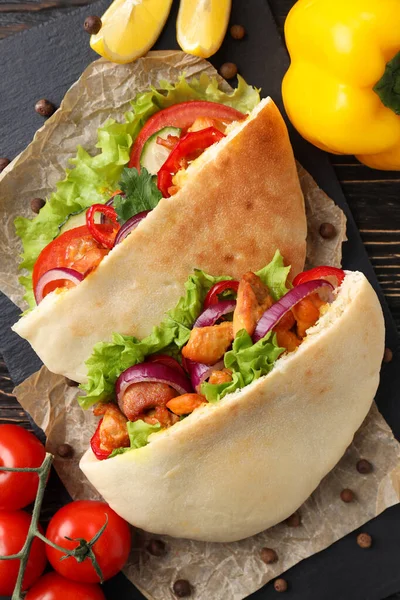 Concept Tasty Food Pitas Chicken Meat — Stock Photo, Image