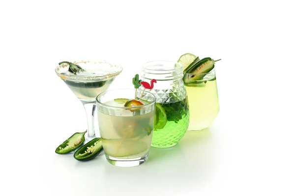 Concept Drink Jalapeno Cocktail Isolated White Background — Stock Photo, Image