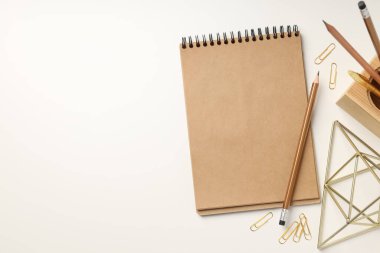 Ofis veya çalışma için aksesuar kavramı, metin için boşluk