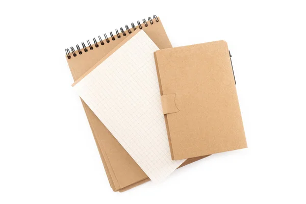 Cadernos Branco Isolados Fundo Branco Espaço Para Texto — Fotografia de Stock