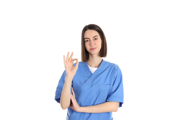 Concept Healthcare Worker Young Woman Isolated White Background — Stock Photo, Image