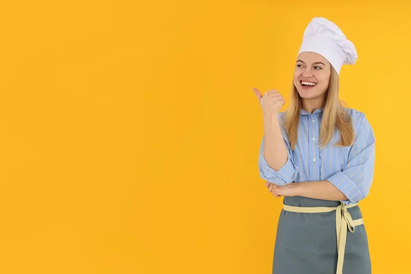 Conceito Cozinhar Com Mulher Jovem Espaço Para Texto — Fotografia de Stock