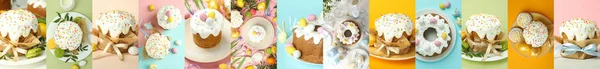 Kolaż Fotograficzny Kompozycji Wielkanocnych Różnymi Widokami — Zdjęcie stockowe