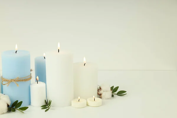 Concepto Relajación Con Velas Aromáticas Espacio Para Texto — Foto de Stock