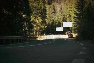 Güneşli bir günde Ukrayna Karpat Dağları 'nda yol