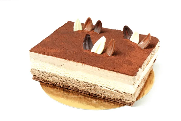 Tiramisu蛋糕甜点 白色背景隔离 — 图库照片
