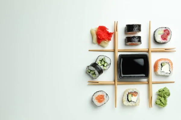Conceito Comida Saborosa Com Sushi Espaço Para Texto — Fotografia de Stock