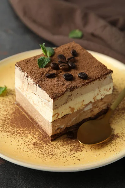 Concetto Gustoso Dessert Con Torta Tiramisu Primo Piano — Foto Stock