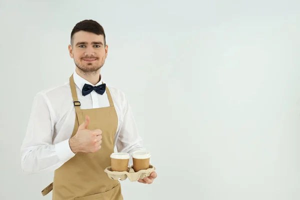 Concept Profession Young Man Waiter — Stock Photo, Image