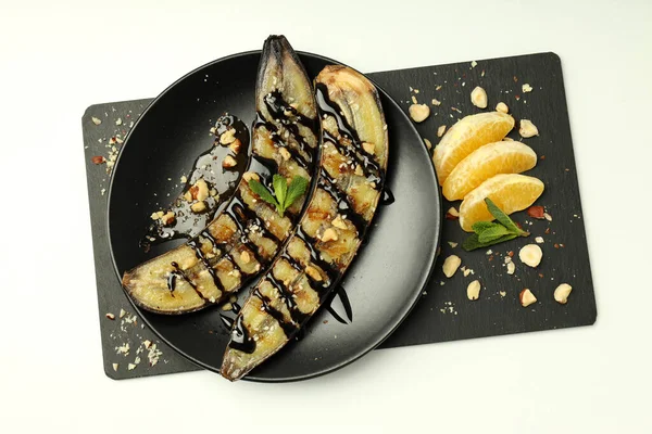 Konzept Von Leckerem Dessert Mit Gegrillter Banane Draufsicht — Stockfoto