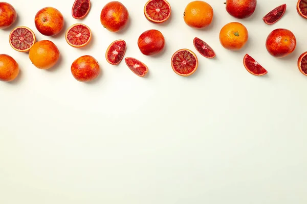 红色橙子柑橘的概念 文字空间 — 图库照片