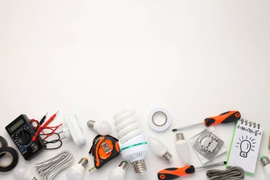 Elektrikçi araçları kavramı, metin için boşluk