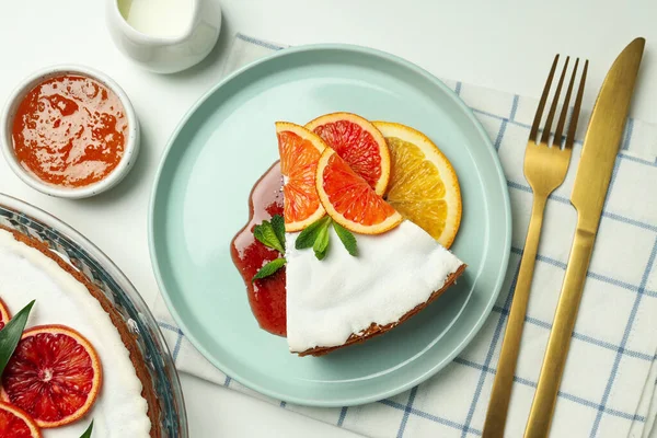 Concepto Comida Sabrosa Con Pastel Con Merengue Vista Superior — Foto de Stock