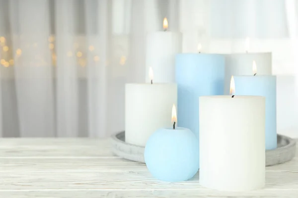 Concept Relaxation Aroma Candles Space Text — Stock Photo, Image